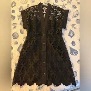 Sandro Black Midi Lace Dress